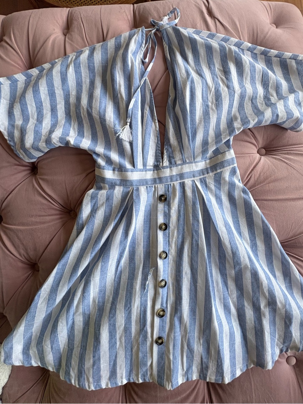 Blue and White Striped Summer Dress